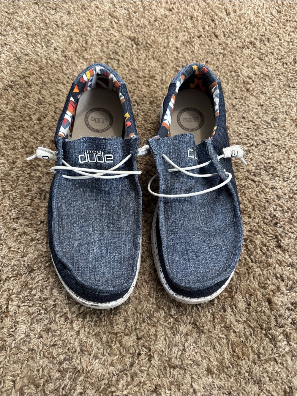 Hey Dude Denim Blue Men's Slip-On Loafers with Patterned Lining